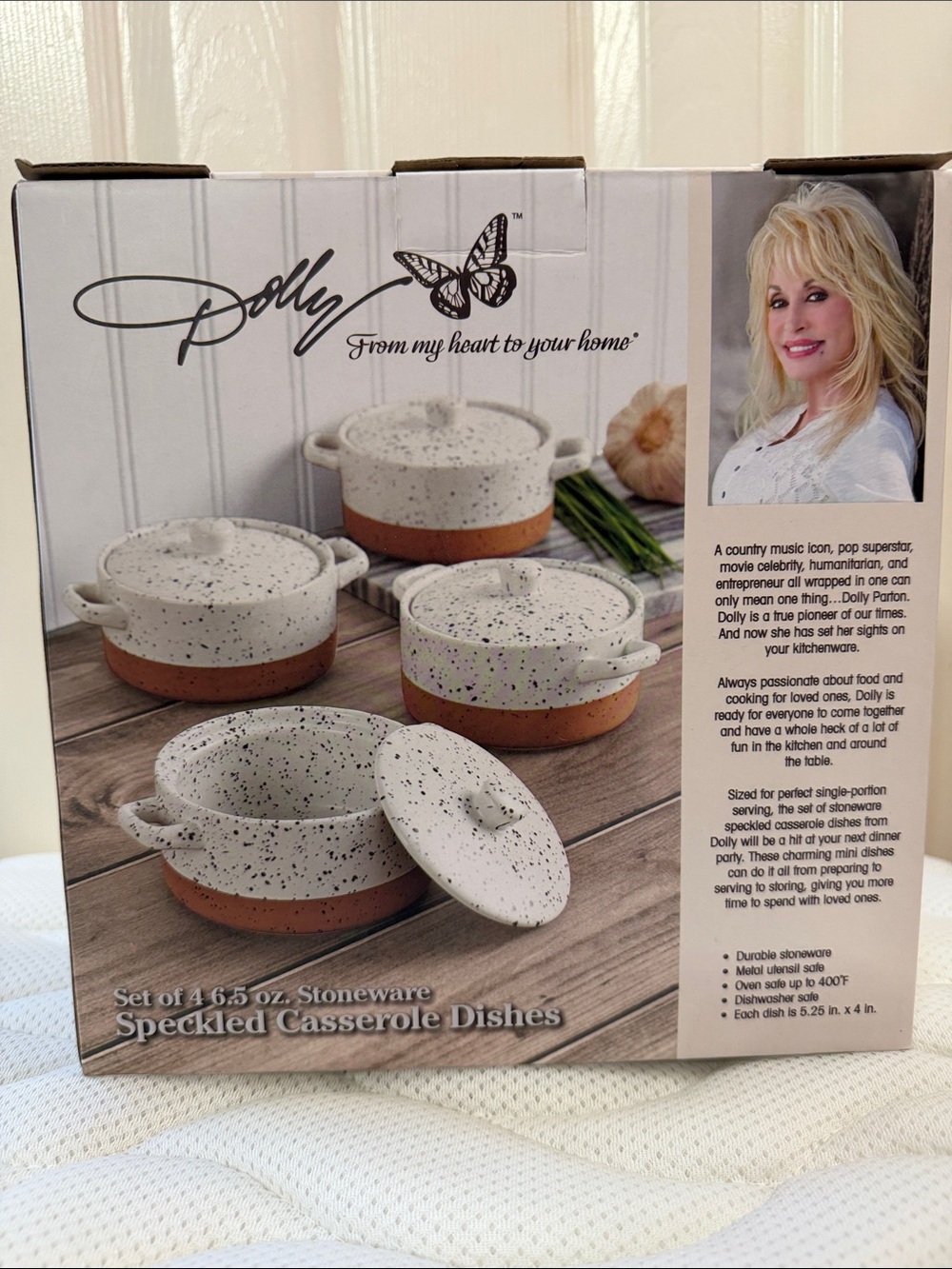 Dolly Speckled White and Brown Stoneware Casserole Dish Set (Set of 4) - Picture 2 of 8